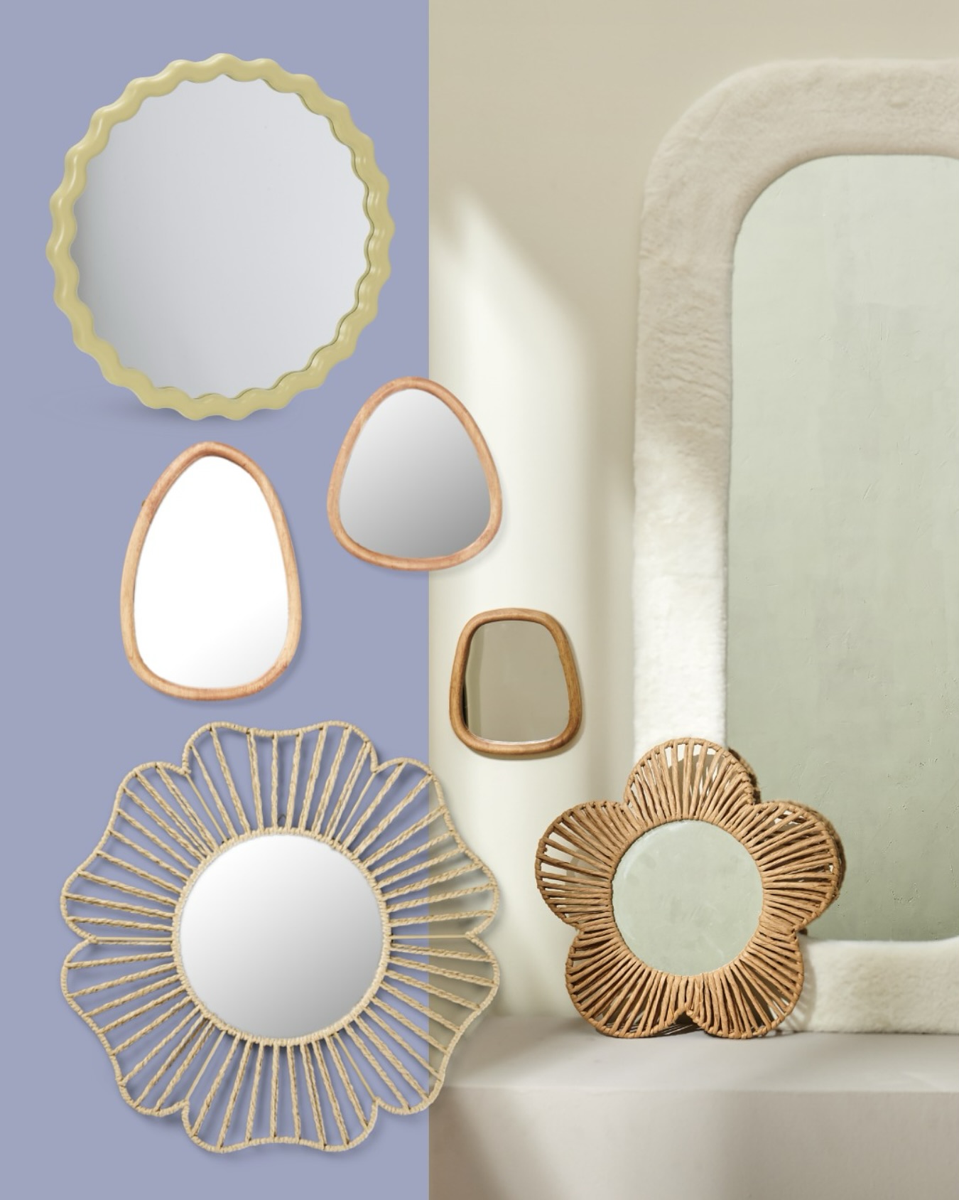 Miroirs en rotin aux formes organiques